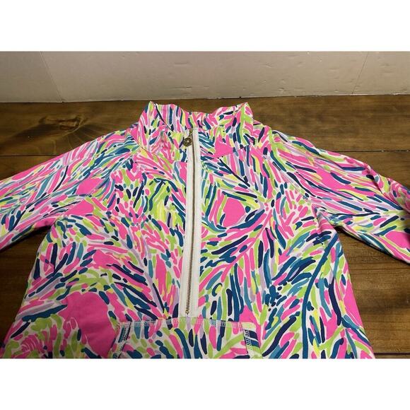 Lilly Pulitzer Skipper Popover Palm Reader Half Zip Small Sweatshirt Medium - Picture 2 of 11